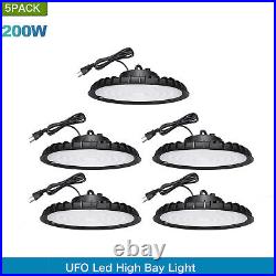 5 Pack 200W UFO Led High Bay Light Commercial Industrial Warehouse Garage Lights