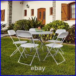 5 Pack White Plastic Folding Chair, Indoor Outdoor Portable Stackable Commercial