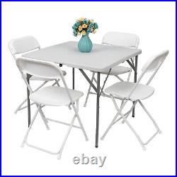 5 Pack White Plastic Folding Chair, Indoor Outdoor Portable Stackable Commercial