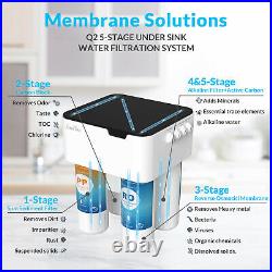 5-Stage Undersink Reverse Osmosis Alkaline Mineral Water Filter System 75 GPD