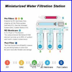 5 Stage Undersink Reverse Osmosis Water Filtration System 75 GPD Membrane Filter