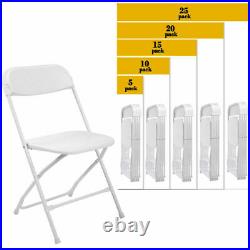 (5 to 25 PACK) Commercial Wedding Quality Stackable Plastic Folding Chairs White