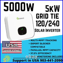 5kW 120/240V Grid-Tie Inverter by Growatt UL Listed DIY 5000W NEW + Monitoring