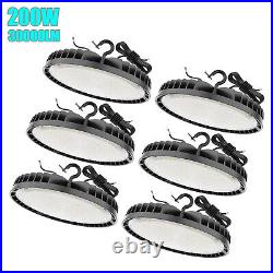 6 Pack 200W 30000LM LED High Bay Shop Light Commercial Warehouse Gym Lighting UL