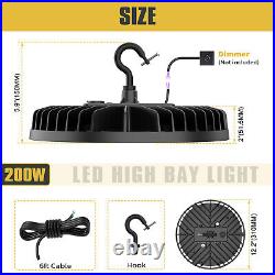 6 Pack 200W 30000LM LED High Bay Shop Light Commercial Warehouse Gym Lighting UL