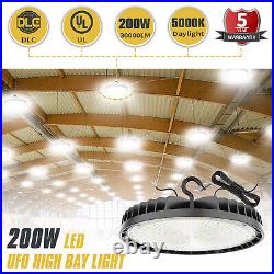 6 Pack 200W 30000LM LED High Bay Shop Light Commercial Warehouse Gym Lighting UL