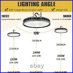 6 Pack 200W 30000LM LED High Bay Shop Light Commercial Warehouse Gym Lighting UL