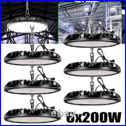 6 Pack 200W UFO LED High Bay Light Shop Industrial Commercial Factory Warehouse