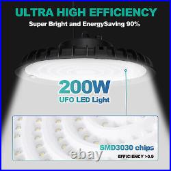 6 Pack 200W UFO LED High Bay Light Warehouse Industrial Commercial Garage Light
