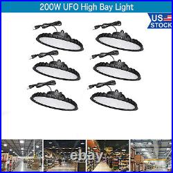 6 Pack 200W UFO Led High Bay Light Factory Industrial Warehouse Commercial Light