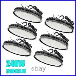6 Pack 240W Commercial LED Shop High Bay Light UFO Factory Warehouse Barn Lights