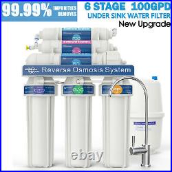 6 Stage 100 Gal Alkaline Reverse Osmosis RO Drinking Water Filter System