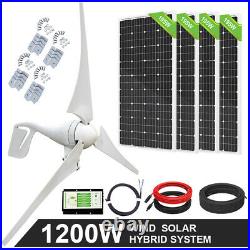 600W 800W 1200W Watt Hybrid Solar and Wind Power Kit For Home Battery Charge