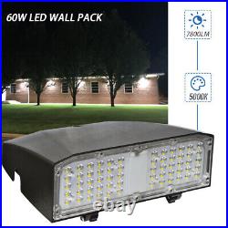 60W LED Slim Wall Pack Light Outdoor Commercial Area Security Light 5000K 4Packs