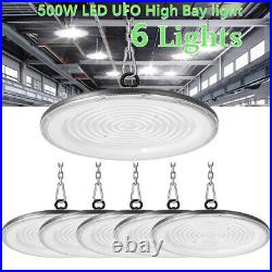 6Pack 500W UFO LED High Bay Light Warehouse Industrial Garage Commercial Fixture