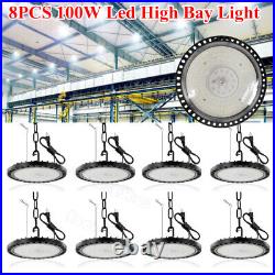 8 Pack 100W UFO Led High Bay Light Factory Warehouse Commercial Led Shop Lights