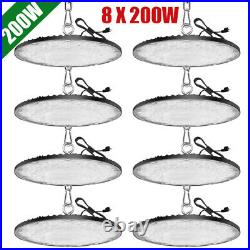 8 Pack 200W UFO LED High Bay Light Commercial Warehouse Factory Lighting Fixture