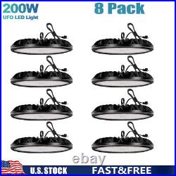 8 Pack 200W UFO LED High Bay Light Factory Commercial Warehouse Lighting Fixture