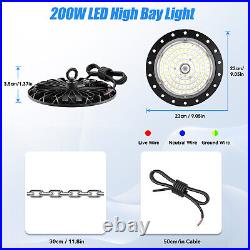 8 Pack 200W UFO LED High Bay Light Factory Commercial Warehouse Lighting Fixture