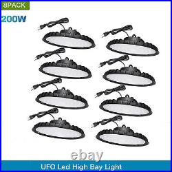 8 Pack 200W UFO Led High Bay Light Commercial Gym Factory Industrial Warehouse