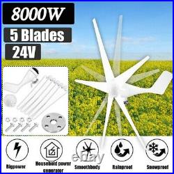 8000W Max Power 5 Blades Wind Turbine Generator Kit with 24V Charge Controller