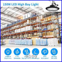 8Pack 150W LED UFO High Bay Light Warehouse Commercial Fixture Dimmable US Plug