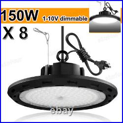 8Pack 150W UFO Led High Bay Light Factory Industrial Commercial Light Dimmable