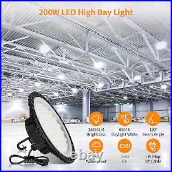 8Pack 200W LED UFO High Bay Light with Plug 5ft Cords Commercial Bay Lighting