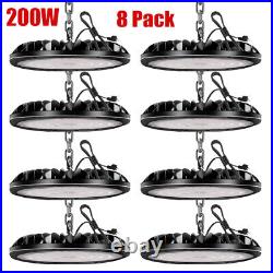 8Pack 200W UFO LED High Bay Light Factory Warehouse Commercial Light Fixtures US