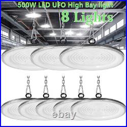 8Pack 500W UFO LED High Bay Light Garage Warehouse Industrial Commercial Fixture