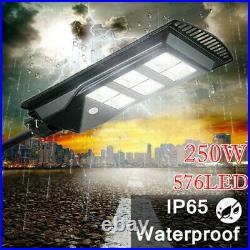 900000LM Commercial Solar Street Light 576 LED Outdoor Dusk-Dawn Road Lamp+Pole