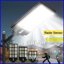 99000000000LM 1600Watts Commercial Solar Street Light Garden Yard Road Lamp+Pole