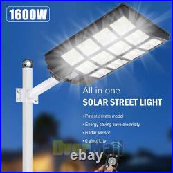 9900000000LM 1600W Commercial Solar Street Light Dusk to Dawn Big Road Lamp+Pole