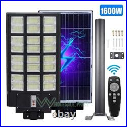 990000000LM 1600W Commercial Solar Street Light Dusk to Dawn Yard Road Lamp+Pole