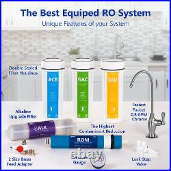 Alkaline Reverse Osmosis Water Filtration System Mineral RO with Gauge 50 GPD