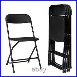 Black Commercial White Plastic Folding Chairs Stackable Picnic Party (Set of 5)