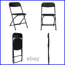 Black Commercial White Plastic Folding Chairs Stackable Picnic Party (Set of 5)