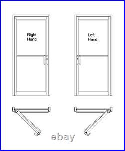 COMMERCIAL ALUMINUM STOREFRONT DOOR, FRAME & CLOSER, 3'0 x 7'0, WHITE FINISH