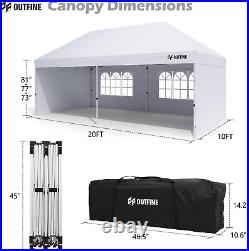 Canopy 10'X20' Pop up Canopy Gazebo Commercial Tent with 4 Removable Sidewalls