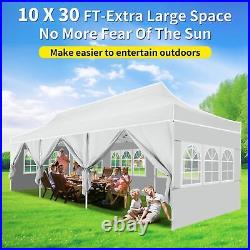 Canopy 10x30 EZ Pop-Up Party Tent Waterproof Folding Commercial Instant Gazebo