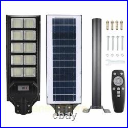 Commercial 1000W LED Solar Street Light IP67 Dusk-to-Dawn Pathway Road Lamp+Pole