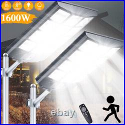 Commercial 1600W 10000000000LM LED Solar Street Light Weathproof Road Lamp+Pole