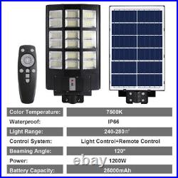 Commercial 1600W LED Solar Street Light 9000000LM Dust-Dawn Road Lamp+Timer+Pole