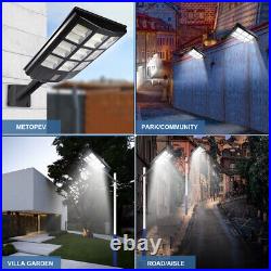 Commercial 1600W LED Solar Street Light 9000000LM Dust-Dawn Road Lamp+Timer+Pole
