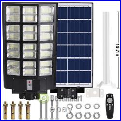 Commercial 1600W Solar Street Light Dusk Dawn IP67 Security Road Lamp+Pole+Remot