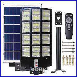Commercial 1800W Solar Street Light LED Dusk Dawn Outdoor Road Lamp+Remote+Pole