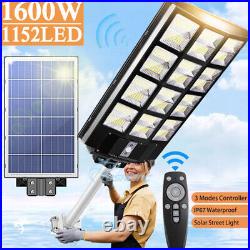 Commercial 900000000LM 1600W Dusk To Dawn Solar Street Light Spotlight Road Lamp