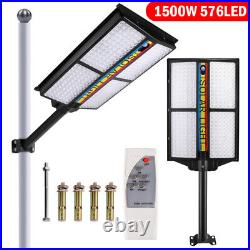 Commercial 990000000LM Dusk to Dawn Solar Power Street Light IP67 Road Lamp+Pole