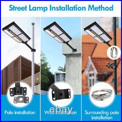 Commercial 990000000LM Dusk to Dawn Solar Power Street Light IP67 Road Lamp+Pole