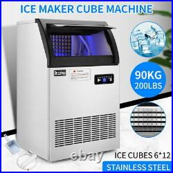 Commercial Grade Ice Maker 200lbs 24h Automatic Clear Cube Ice Making Machine US